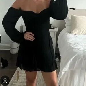 Reformation Black Long Sleeve Dress